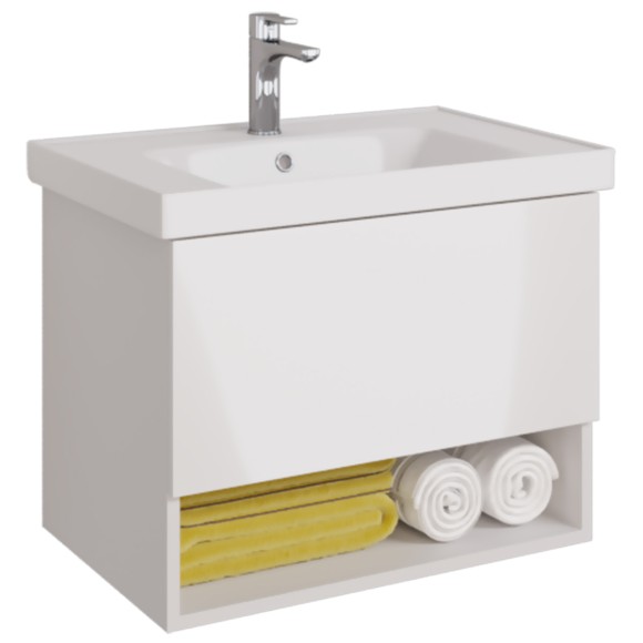 Тумба PERFECTO, 70 см, подвесная, 1 ящик, push-to-open, белый глянец