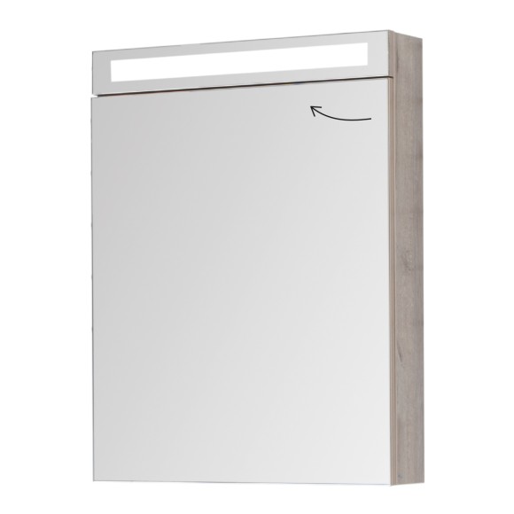 Шкаф зеркальный MAX, 60 см, 1 дверца, 2 стеклянные полки, дуб кантри