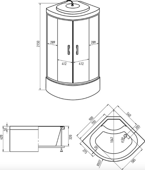 Душевая кабина Erlit ER2509TP-C3-RUS (900x900x2150) Душевая кабина Erlit ER2509TP-C3-RUS (900x900x2150)