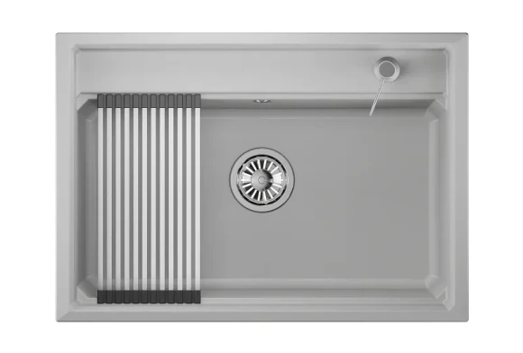 KS-7301, АРКТИК (БЕЛЫЙ), кухонная мойка, кварц