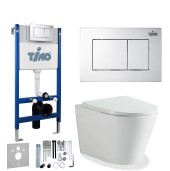 TIMO Комплект унитаз белый INARI + инсталляция + кнопка смыва REKO глянцевая хромированная с шумоизоляцией и креплениями TIMO Комплект унитаз белый INARI + инсталляция + кнопка смыва REKO глянцевая хромированная с шумоизоляцией и креплениями