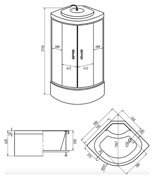 Душевая кабина Erlit ER2509TP-C4-RUS (900x900x2150), шт Душевая кабина Erlit ER2509TP-C4-RUS (900x900x2150), шт