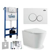 TIMO Комплект 3 в 1 унитаз белый INARI + инсталляция + кнопка смыва KULO глянцевая белая с шумоизоляцией и креплениями TIMO Комплект 3 в 1 унитаз белый INARI + инсталляция + кнопка смыва KULO глянцевая белая с шумоизоляцией и креплениями