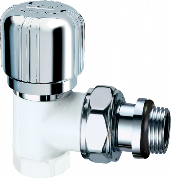 Вентиль FAR LadyFAR FL 0119 12P 1/2&quot; ВР, термостатический, угловой, уплотнение epdm, серебро, белая эмаль