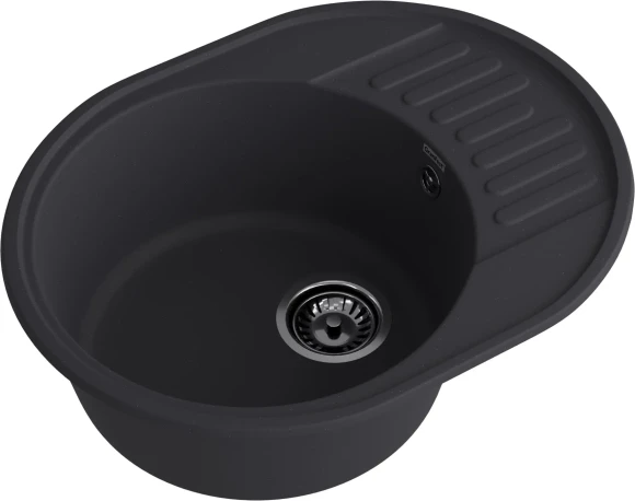 GRANFEST Мойка QUARZ 58  1-чаша+крыло 620*480мм черный арт.GF-Z-