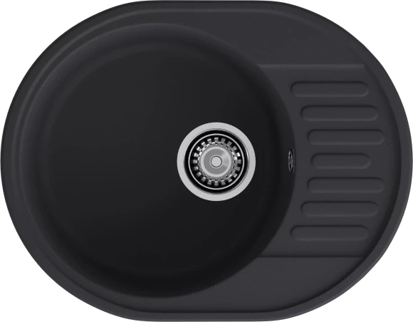 GRANFEST Мойка QUARZ 58  1-чаша+крыло 620*480мм черный арт.GF-Z-
