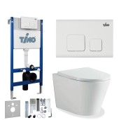 TIMO Комплект 3 в 1 унитаз белый INARI + инсталляция + кнопка смыва SOLI глянцевая белая с шумоизоляцией и креплениями TIMO Комплект 3 в 1 унитаз белый INARI + инсталляция + кнопка смыва SOLI глянцевая белая с шумоизоляцией и креплениями