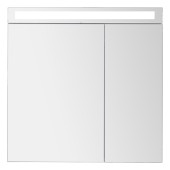 Шкаф зеркальный MAX, 80 см, 2 дверцы, 4 стеклянные полки, белый глянец