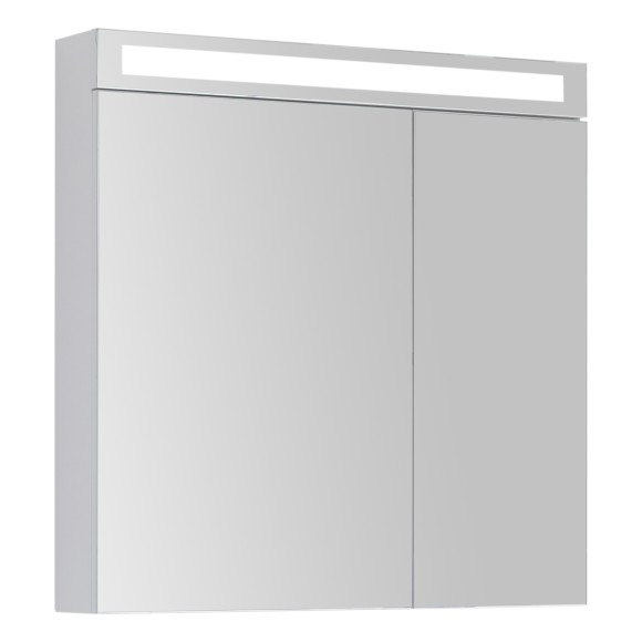 Шкаф зеркальный MAX, 80 см, 2 дверцы, 4 стеклянные полки, белый глянец