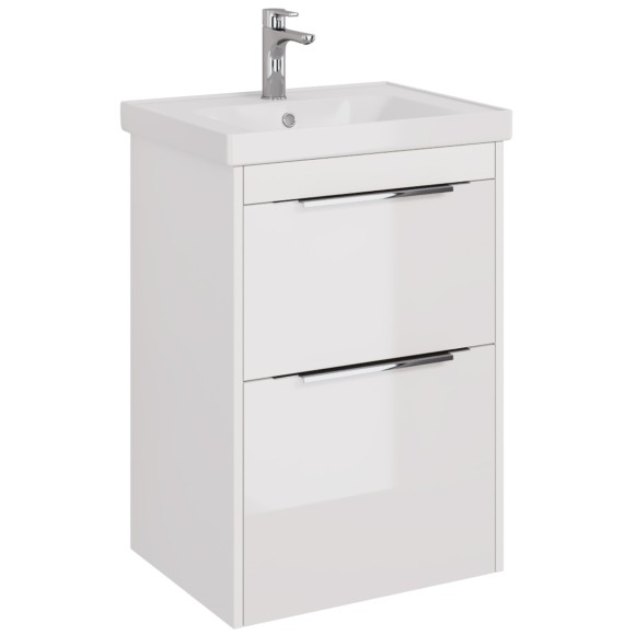 Тумба PRIME, 60 см, подвесная/напольная, 2 ящика, белый глянец