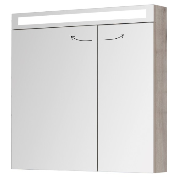 Шкаф зеркальный MAX, 80 см, 2 дверцы, 4 стеклянные полки, дуб кантри