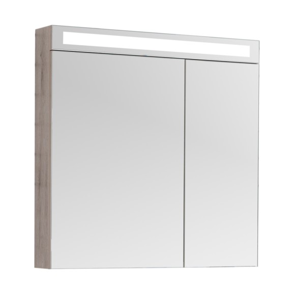 Шкаф зеркальный MAX, 80 см, 2 дверцы, 4 стеклянные полки, дуб кантри