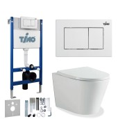 TIMO Комплект 3 в 1 унитаз белый INARI + инсталляция + кнопка смыва REKO глянцевая белая с шумоизоляцией и креплениями TIMO Комплект 3 в 1 унитаз белый INARI + инсталляция + кнопка смыва REKO глянцевая белая с шумоизоляцией и креплениями