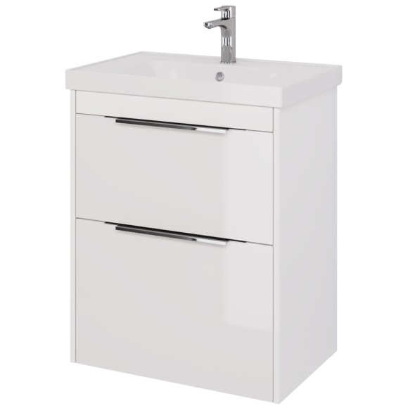 Тумба PRIME, 70 см, подвесная/напольная, 2 ящика, белый глянец