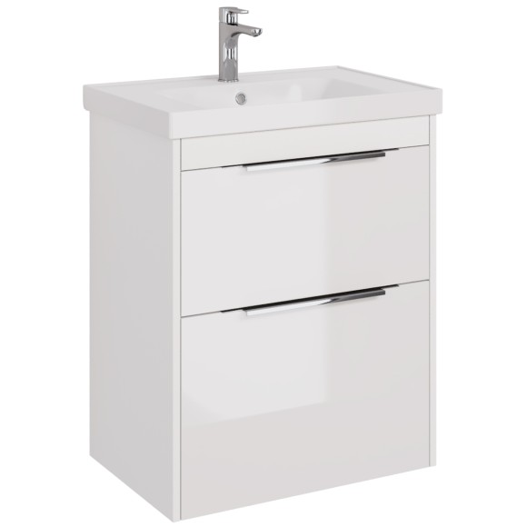 Тумба PRIME, 70 см, подвесная/напольная, 2 ящика, белый глянец