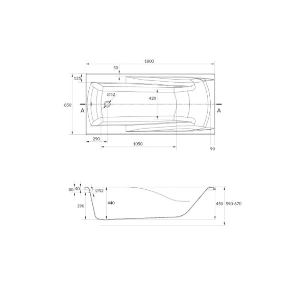 Ванна прямоугольная ZEN 180x85 белый Ванна прямоугольная ZEN 180x85 белый