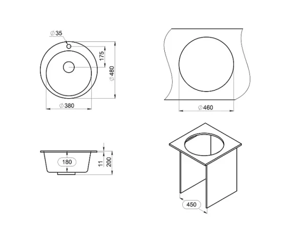 4801, ПИРИТ, кухонная мойка, кварц