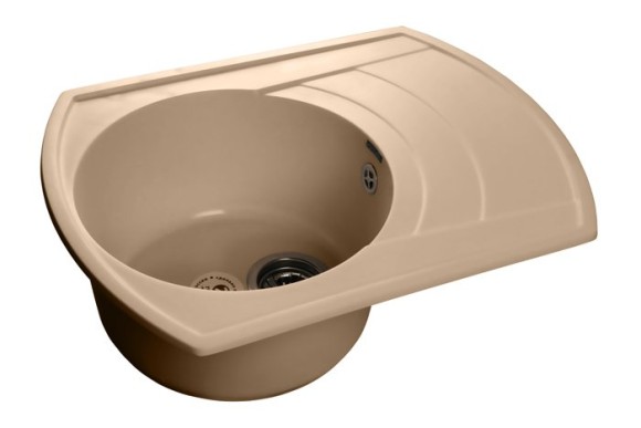 GRANFEST Мойка RONDO 650L  1-чаша+крыло 650*500мм топаз арт.GF-