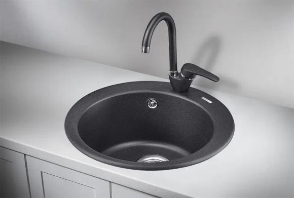 4801, ЧЁРНЫЙ, кухонная мойка, кварц