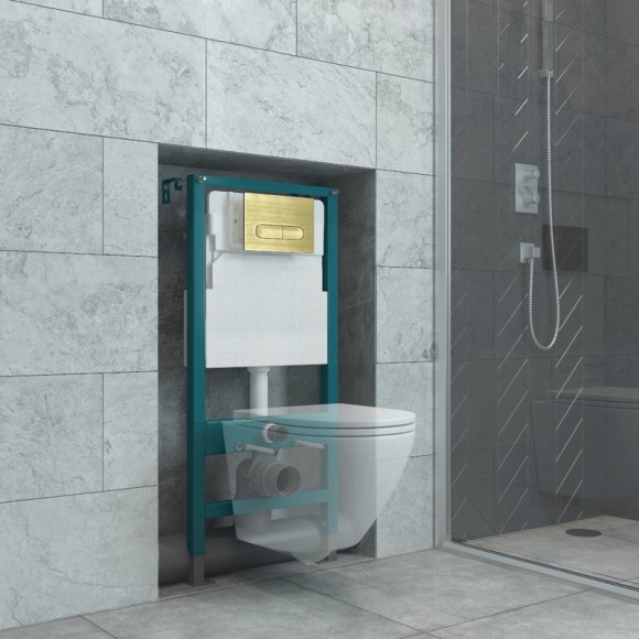 Кнопка смыва EvaGold 04, пластик овал золото для инсталляции EvaGold 400 и EvaGold 500 