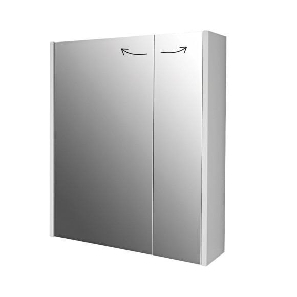 Шкаф зеркальный PRIME, 60 см, 2 дверцы, 2 стеклянные полки, белый