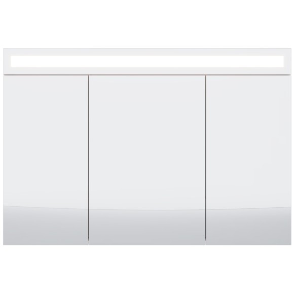 Шкаф зеркальный UNI, 120 см, 3 дверцы, 6 стеклянных полок, с LED-подсветкой и выключателем, белый