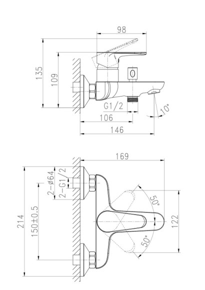 Смеситель для ванны CERSANIA однорычажный