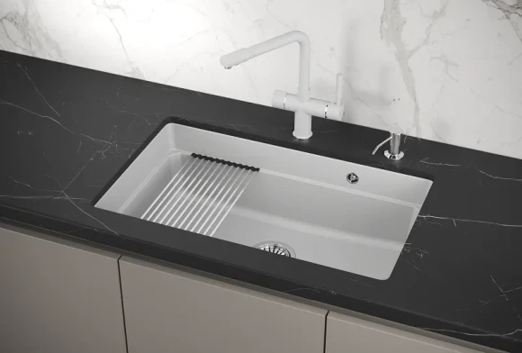 KS-7303U, АРКТИК (БЕЛЫЙ), кухонная мойка, кварц