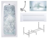 Комплект Акриловая ванна TIMO OLLI1570+каркас+слив-перелив+гидромассаж 6 форсунок+фронтальная панель