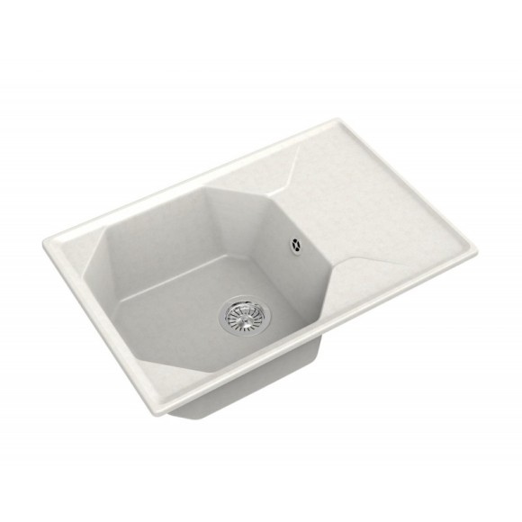 GRANFEST Мойка UNIQUE 740L  1-чаша+крыло 740*500мм белый арт.GF-