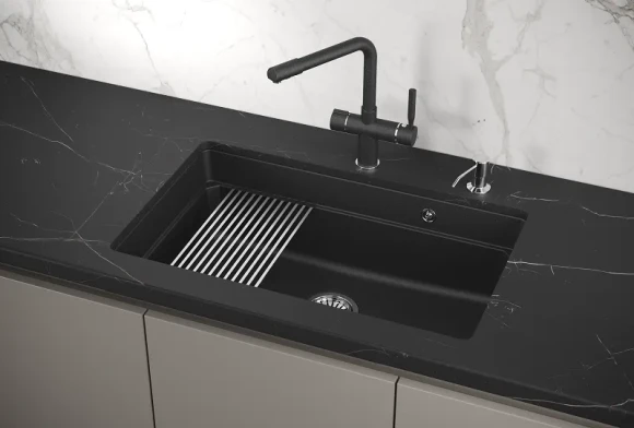 KS-7303U, ЧЁРНЫЙ кухонная мойка, кварц KS-7303U, ЧЁРНЫЙ кухонная мойка, кварц