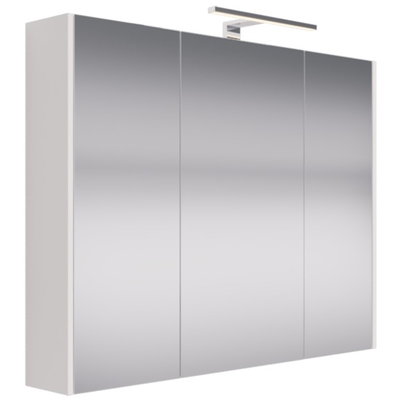 Шкаф зеркальный PRIME, 90 см, 3 дверцы, 6 стеклянных полок, белый