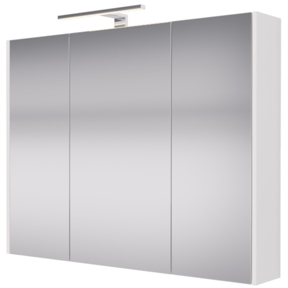 Шкаф зеркальный PRIME, 90 см, 3 дверцы, 6 стеклянных полок, белый