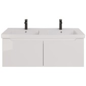 Тумба W, 125 см, подвесная, для умывальника "Гармония" 125 см или стеклянной столешницы W, 2 ящика, белый глянец