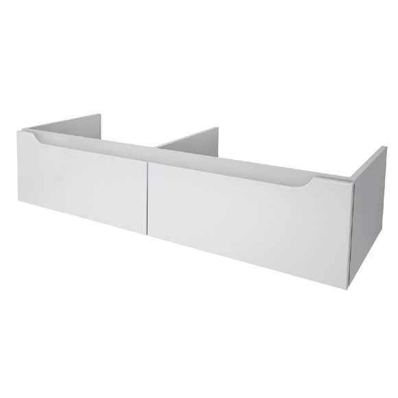 Тумба W, 125 см, подвесная, для умывальника "Гармония" 125 см или стеклянной столешницы W, 2 ящика, белый глянец