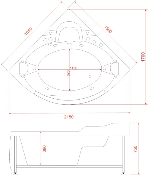 Ванна ГМ 1550*1550*750 с насосом OLB-806 с переливом Ванна ГМ 1550*1550*750 с насосом OLB-806 с переливом