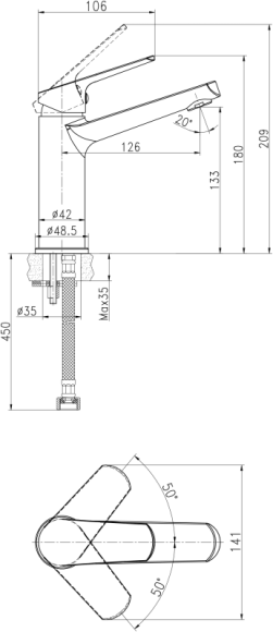 Смеситель для раковины средний FLAVIS однорычажный