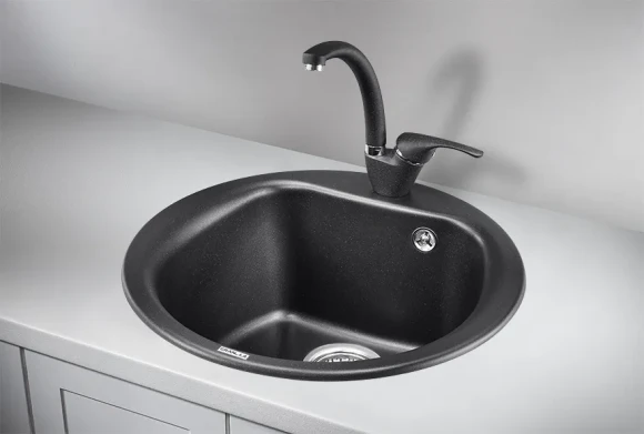 5101, ШВАРЦ (чёрный металлик), кухонная мойка, кварц 5101, ШВАРЦ (чёрный металлик), кухонная мойка, кварц