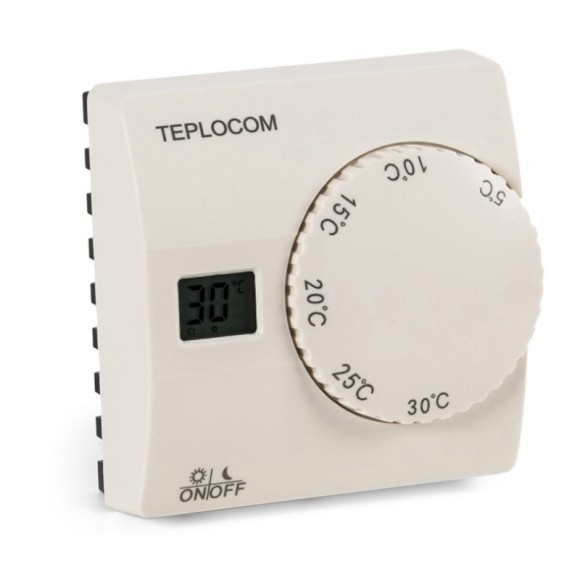 Термостат комнатный TEPLOCOM TS-2AA/8A,проводной реле 250В,8А