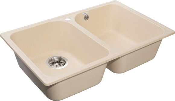 GRANFEST Мойка QUARZ 15  2-чаши 740*480мм бежевый арт.GF-Z-