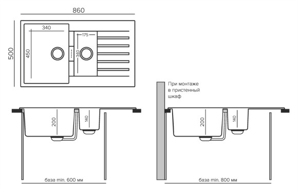 Кухонная мойка TOLERO Loft TL-860 (№923 (Белый))