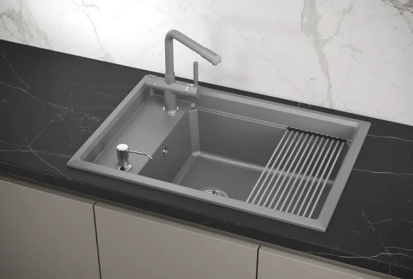 KS-7305, АЛЮМИНИУМ, кухонная мойка, кварц KS-7305, АЛЮМИНИУМ, кухонная мойка, кварц