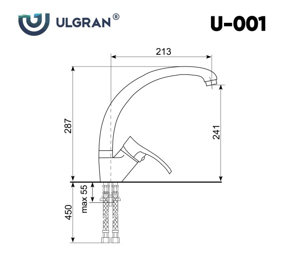 Смеситель ULGRAN U-001-309, темно-серый Смеситель ULGRAN U-001-309, темно-серый