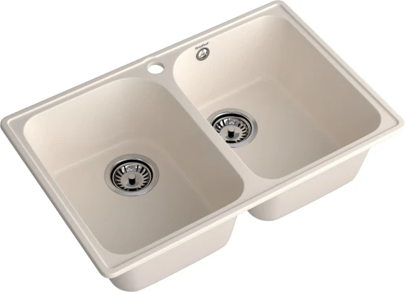 GRANFEST Мойка QUARZ 15  2-чаши 740*480мм белый арт.GF-Z-