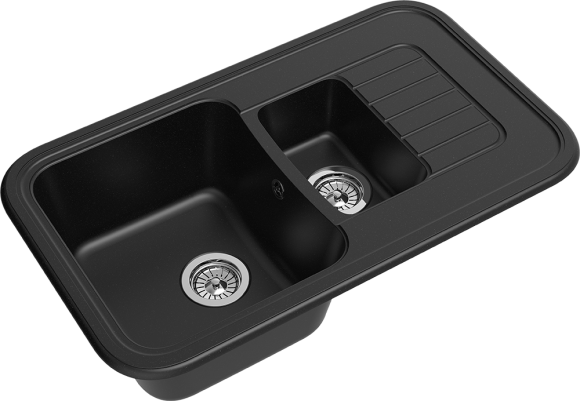 EWIGSTEIN Мойка ANTIK 60KF  1,5-чаши+крыло 860*510мм черный арт.EW-