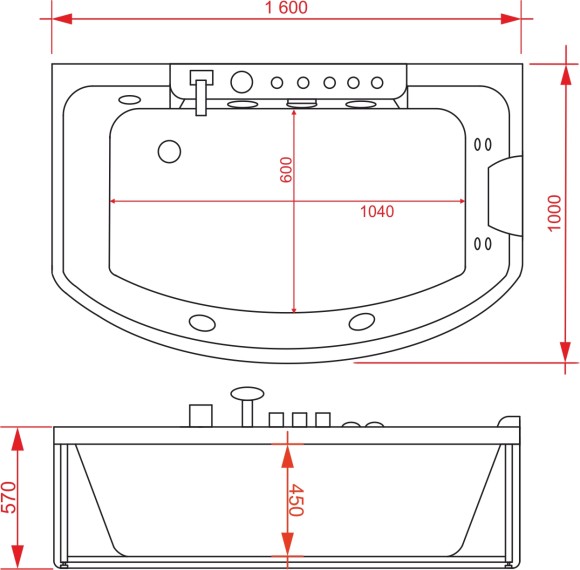 Ванна ГМ 1600*1000*570 с насосом OLB-842R с переливом Ванна ГМ 1600*1000*570 с насосом OLB-842R с переливом