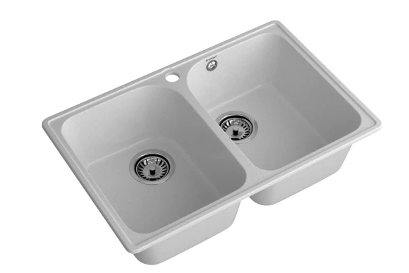 GRANFEST Мойка QUARZ 15  2-чаши 740*480мм серый арт.GF-Z-