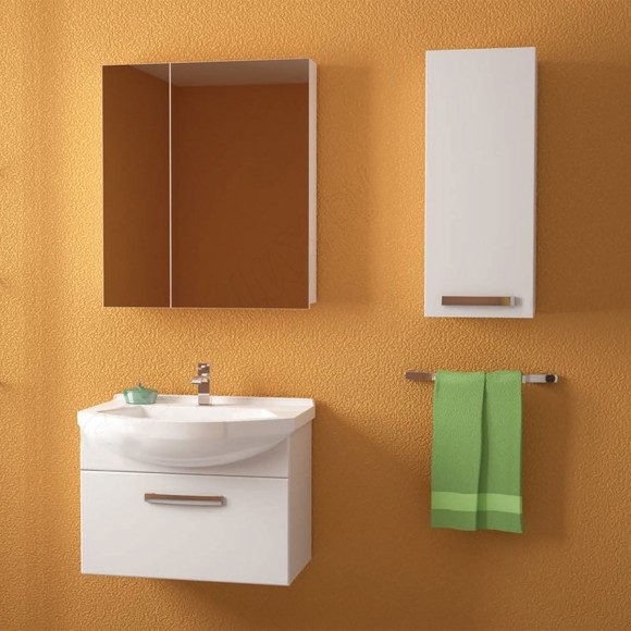 Тумба ALFA, 55 см, подвесная, 1 ящик, белый глянец