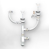 Сифон двойной GRAND 31/2 с круглым переливом и отводом ЭКОНОМ (С.Н. 391-11-22)