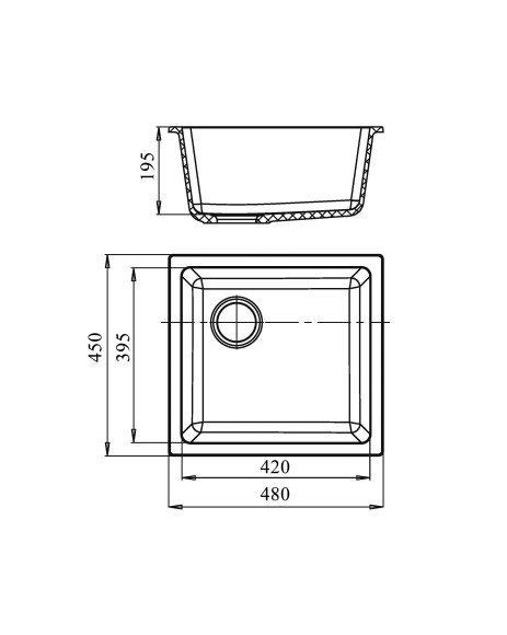 EWIGSTEIN Мойка 4540 подстольный монтаж 1-чаша 490*440мм топаз арт.EW-